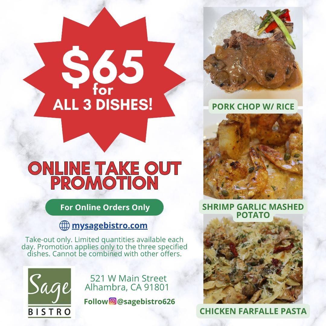 $65 Take-Out Online Deal.