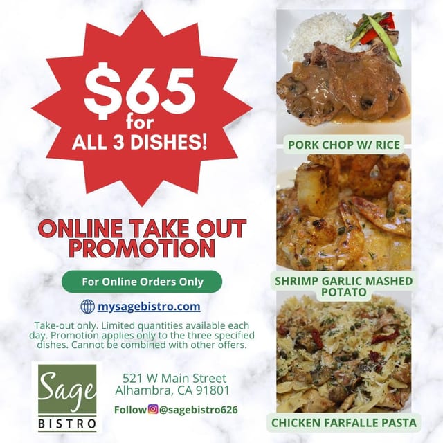 $65 Take-Out Online Deal.