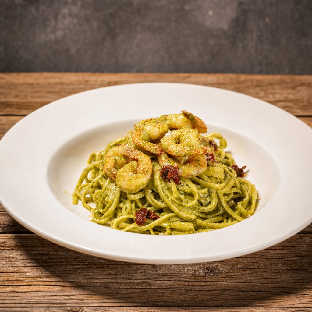 Creamy Shrimp Pesto.